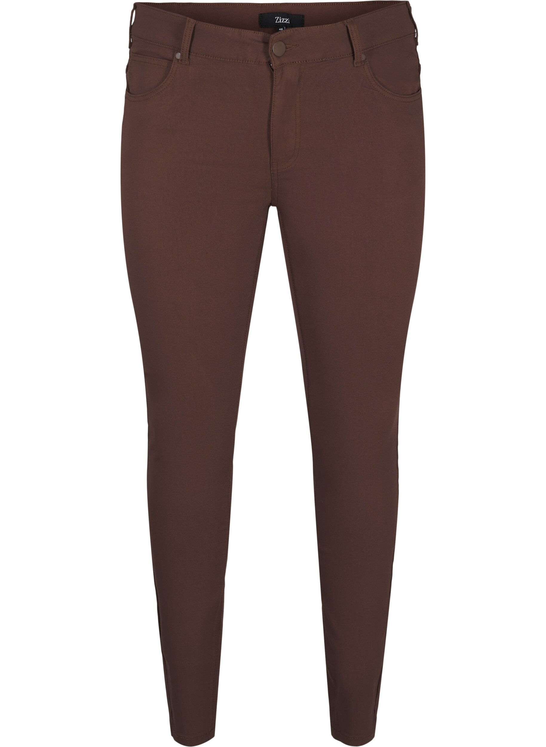 Zizzi Slim fit broek met zakken, Bruin, Packshot image number 0