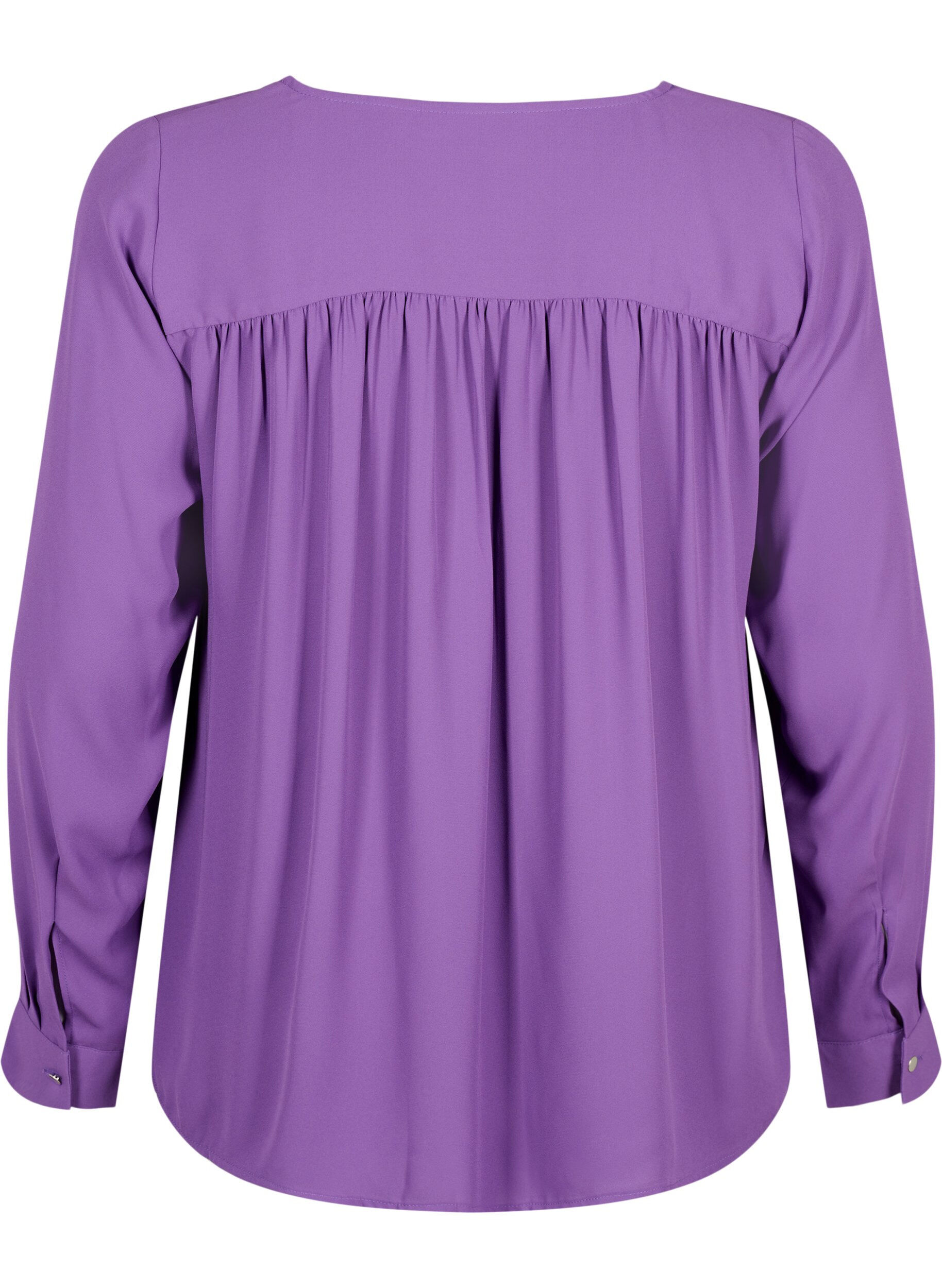 Zizzi Blouse met lange mouwen en kreukels op de rug, Pansy, Packshot image number 1