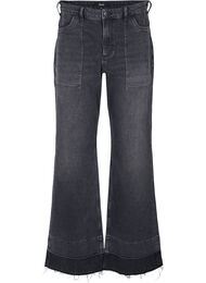 Wijd uitlopende jeans met hoge taille, Grey Denim