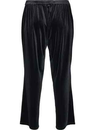 Losvallende broek in velours, Black, Packshot image number 1