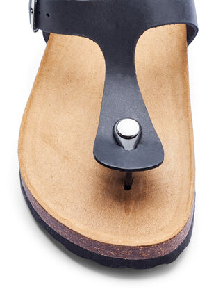Leren sandaal met scheurband en brede pasvorm, Black, Packshot image number 2