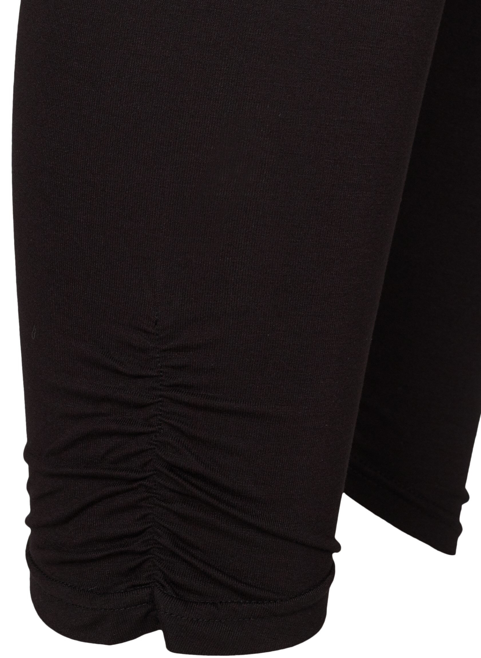 Zizzi Basic 3/4 legging met ruche detail, Black, Packshot image number 3