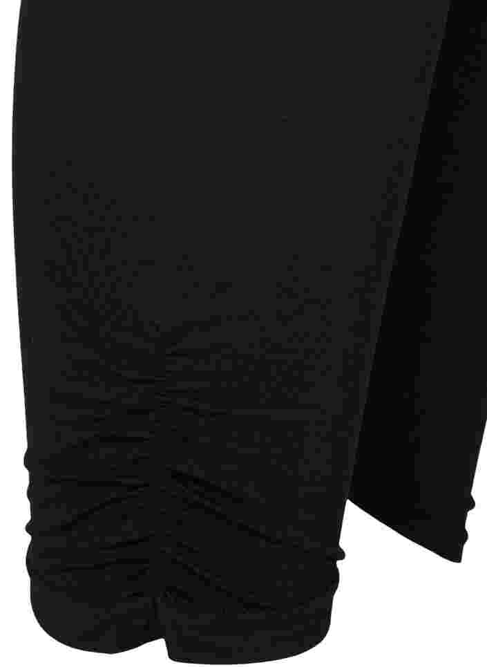 Basic 3/4 legging met ruche detail, Black, Packshot image number 3