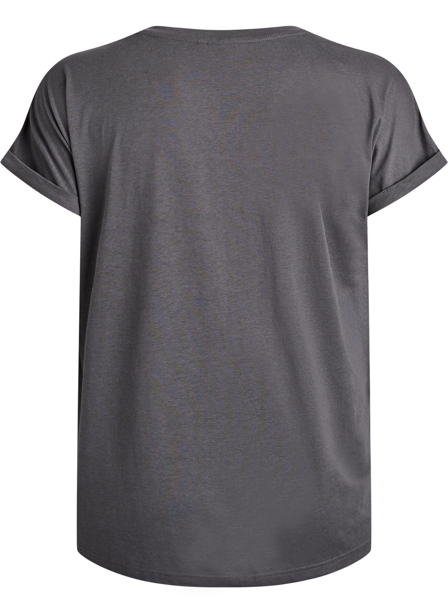 ZizziT-shirt met korte mouwen van katoenmix, Grijs, Packshot image number 1