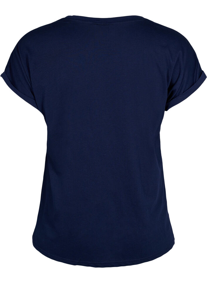 T-shirt met korte mouwen van katoenmix, Blauw, Packshot image number 1