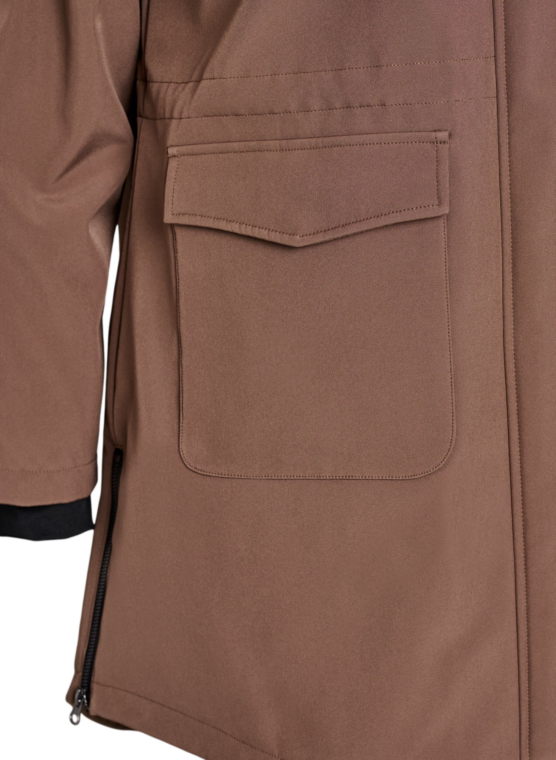 ZizziWaterafstotende softshell-jas met gewatteerde voering, Bruin, Packshot image number 3