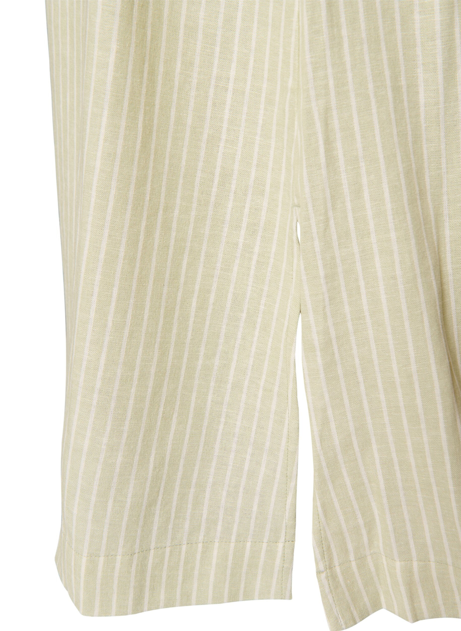 ZizziMouwloze gestreepte midi jurk in linnen en viscose, Groen, Packshot image number 4
