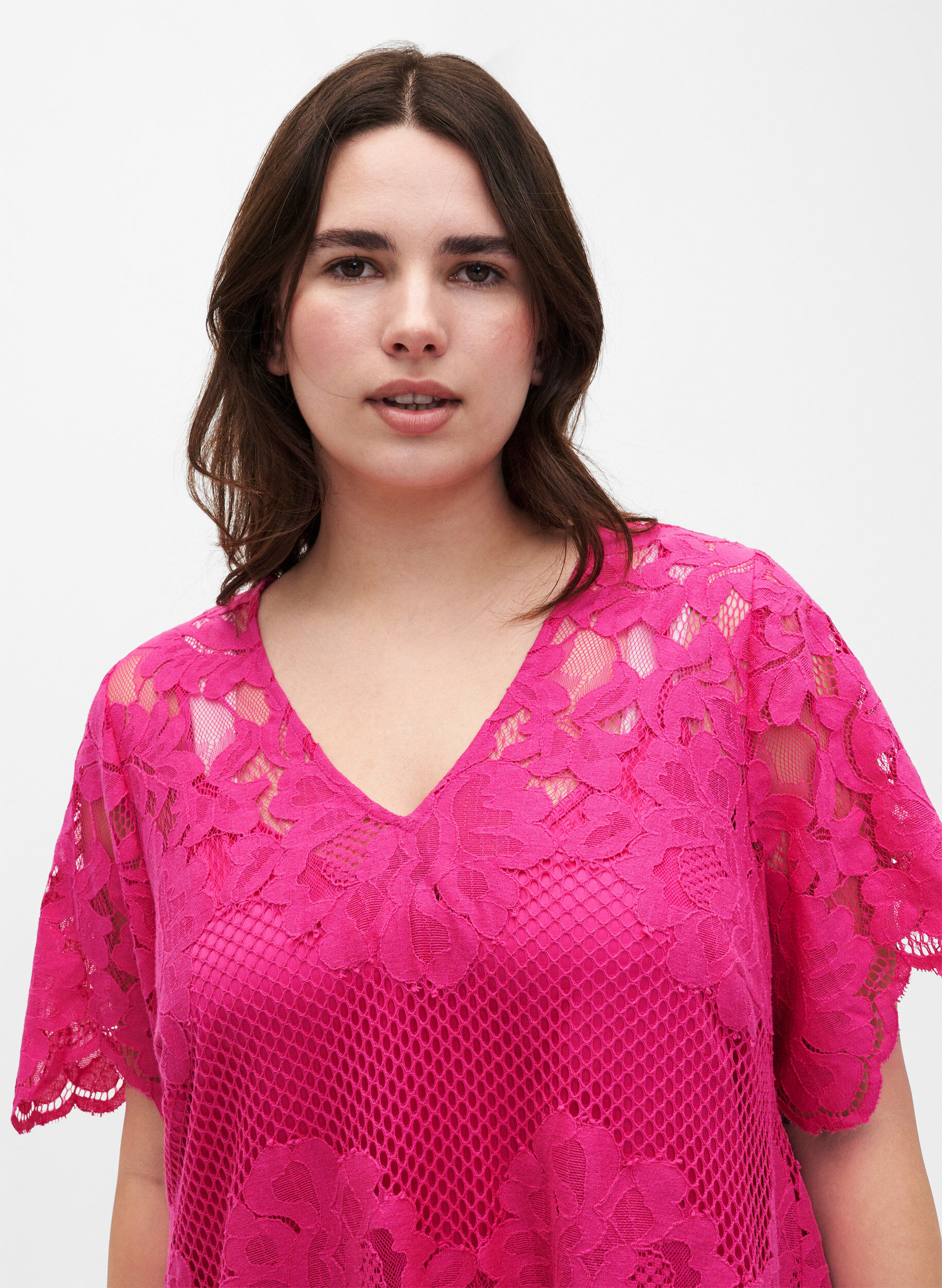 Zizzi Kanten jurk met korte mouwen, Cabaret, Model image number 2