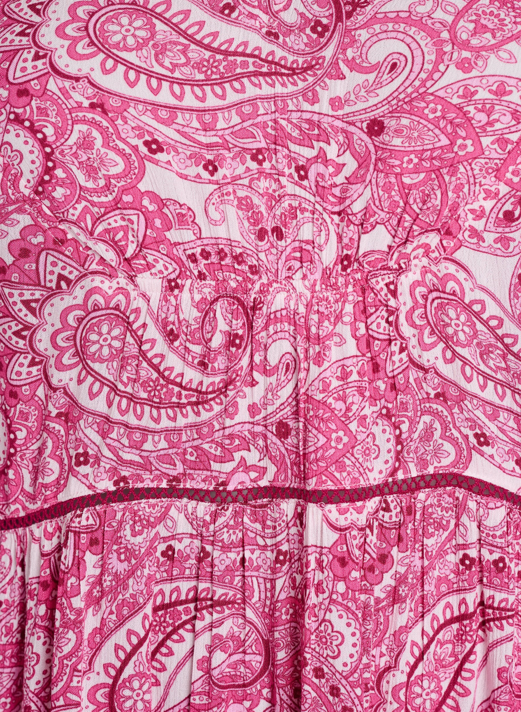 Zizzi Midi-jurk van viscose met patroon, Roze, Packshot image number 2