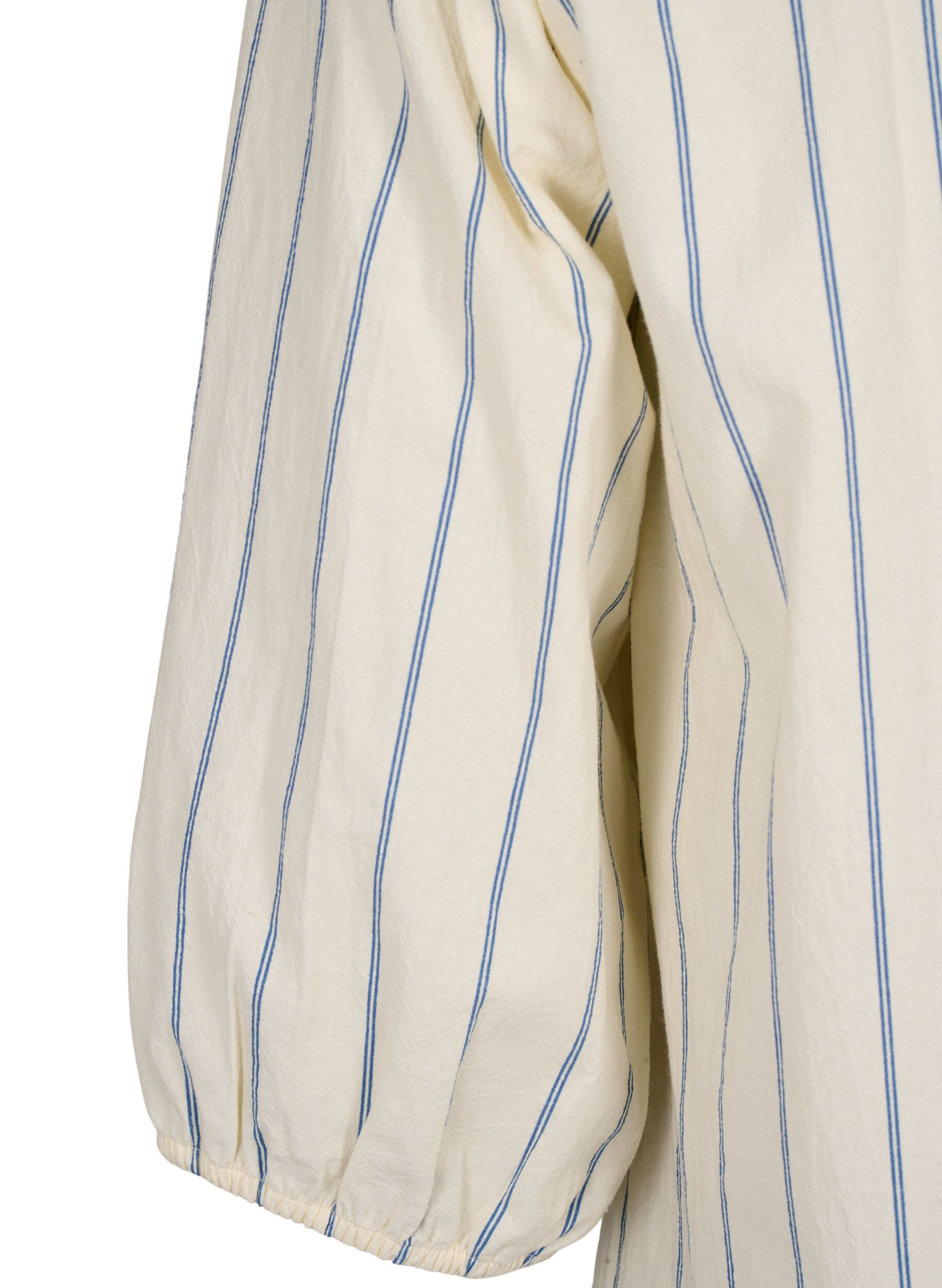 Zizzi Katoenen blouse met 3/4 mouwen en strepen, Eggnog Stripe, Packshot image number 3