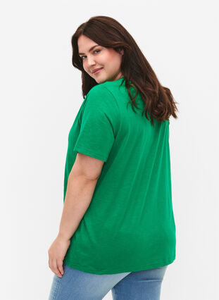 Basic t-shirt met korte mouwen en V-hals, Jolly Green, Model image number 1