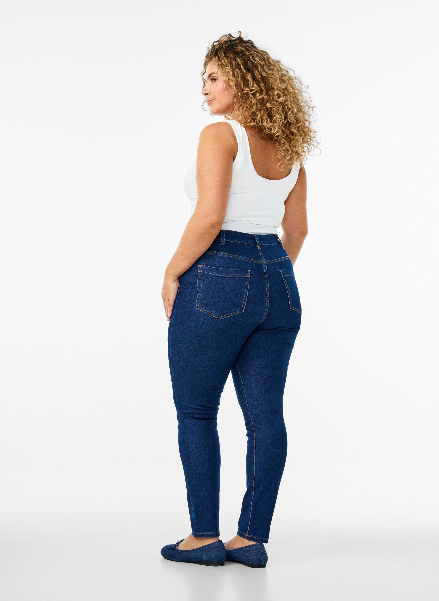 Zizzi Amy jeans met een hoge taille en super slanke pasvorm, Blauw, Model image number 1