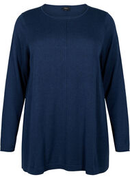 Gebreide blouse gemaakt van katoen en viscose., Blauw