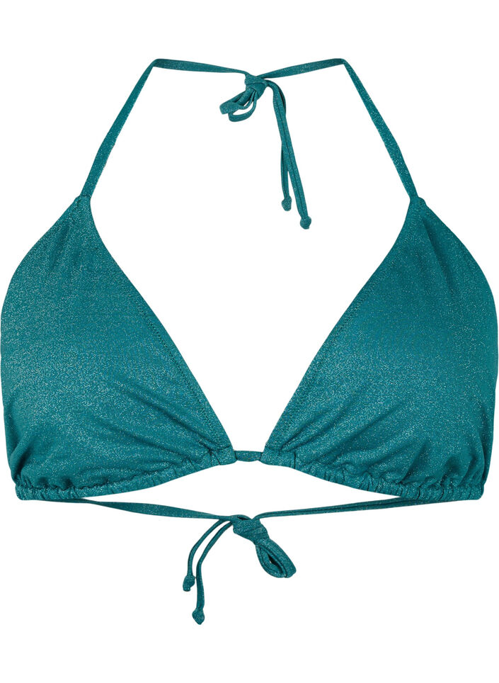 Driehoekig bikinitopje met glitter, Groen, Packshot image number 0