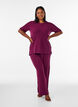 Losse broek met textuur en een hoge taille, Rood, Model image number 0