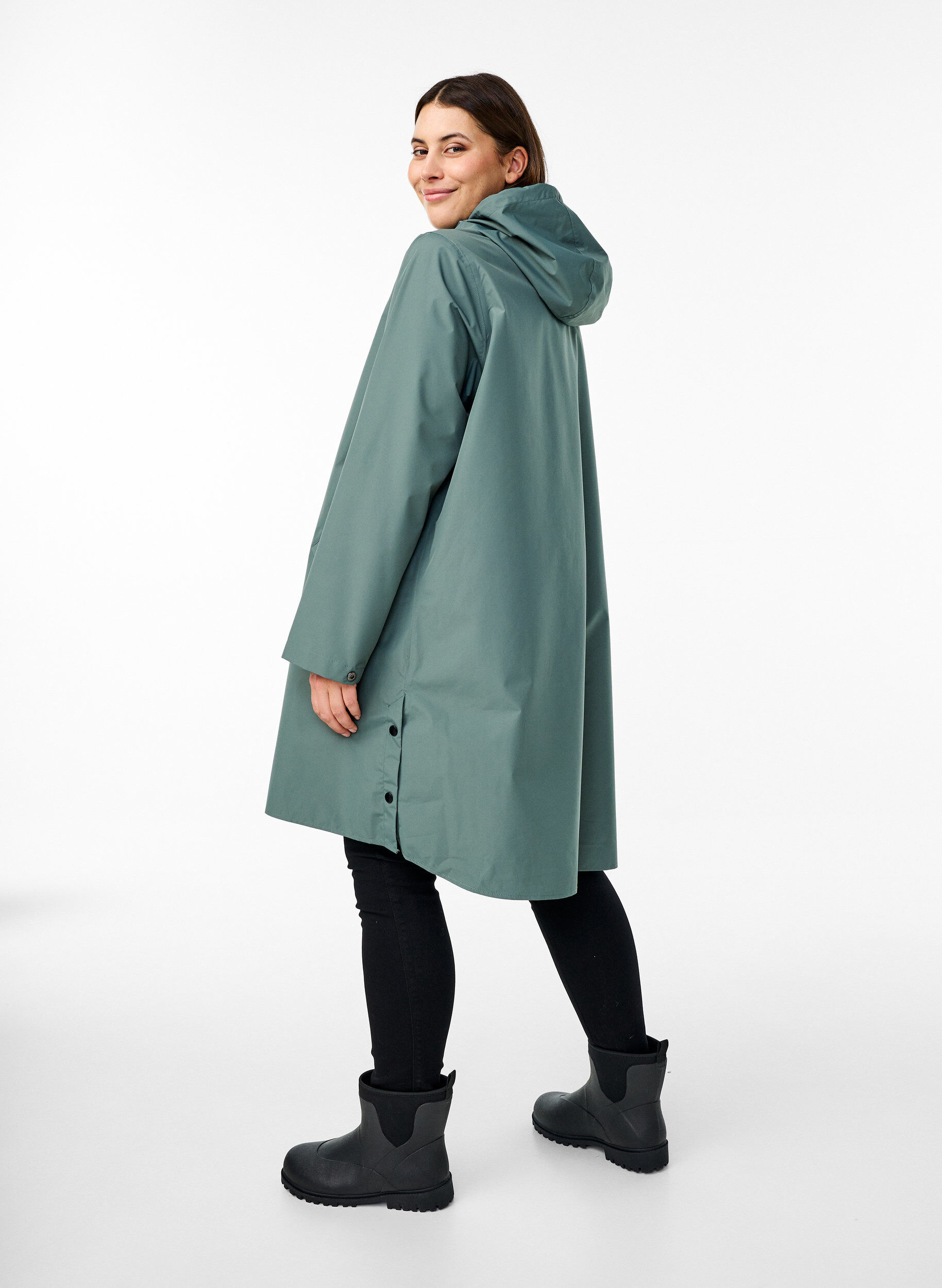 ZizziRegenjas met zakken en capuchon, Groen, Model image number 2