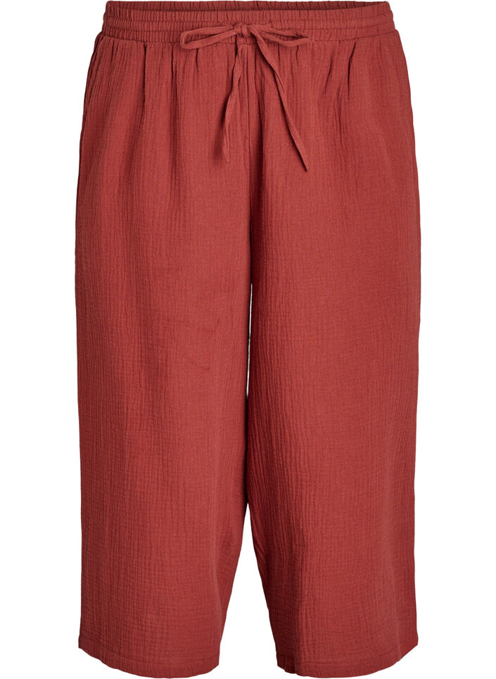 Culotte broek van katoen met hoge taille, Rood, Packshot image number 0