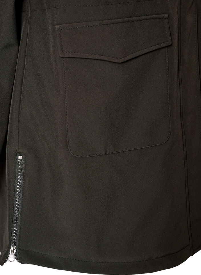 Waterafstotende softshell-jas met gewatteerde voering, Zwart, Packshot image number 1