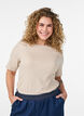 Basic rib T-shirt met ronde hals, Beige, Model image number 0