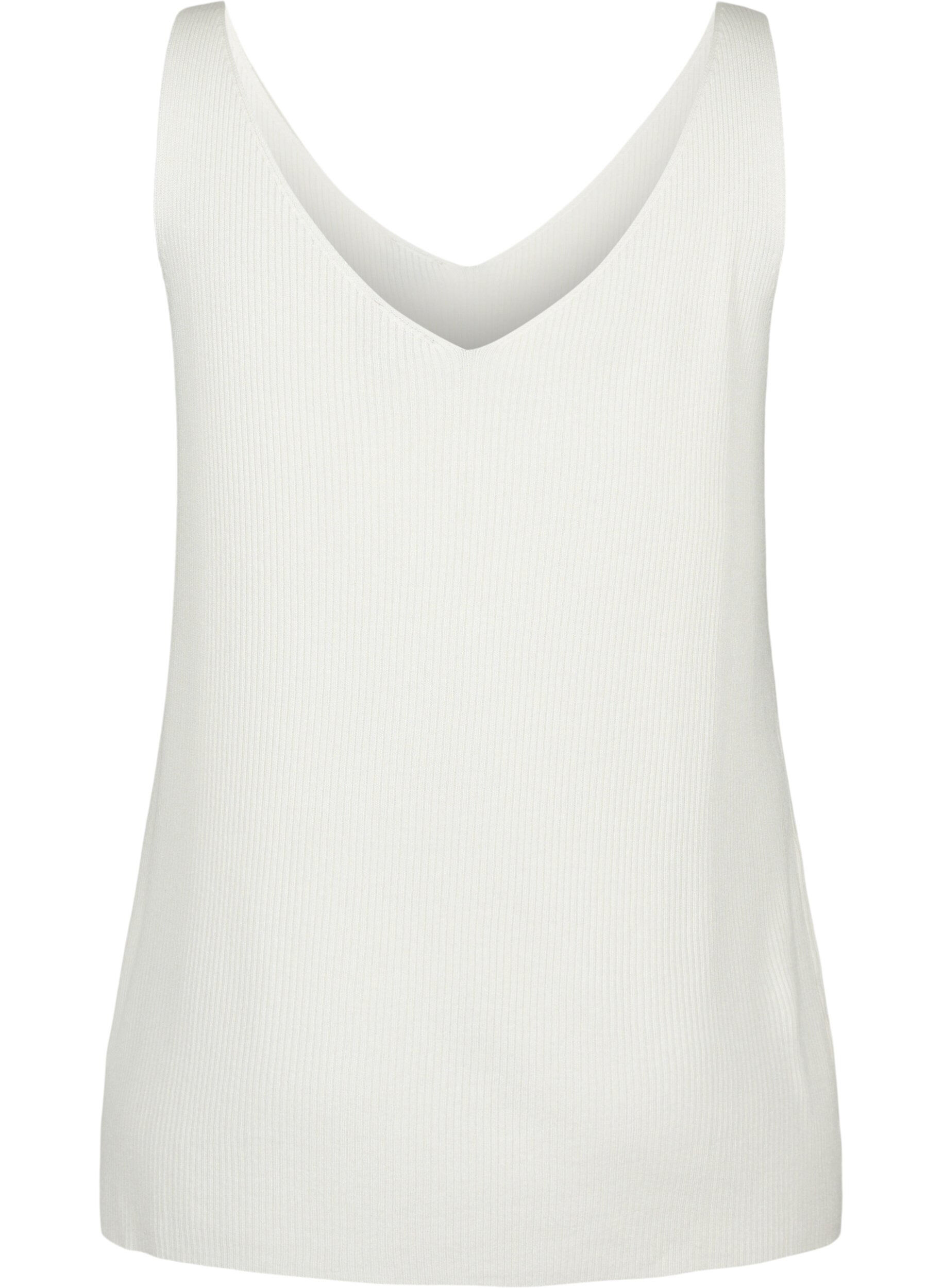 Zizzi Gebreide top met v-hals, Cloud Dancer, Packshot image number 1