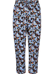 Losse viscose pyjama broek in all-over print, Black Blue Flower