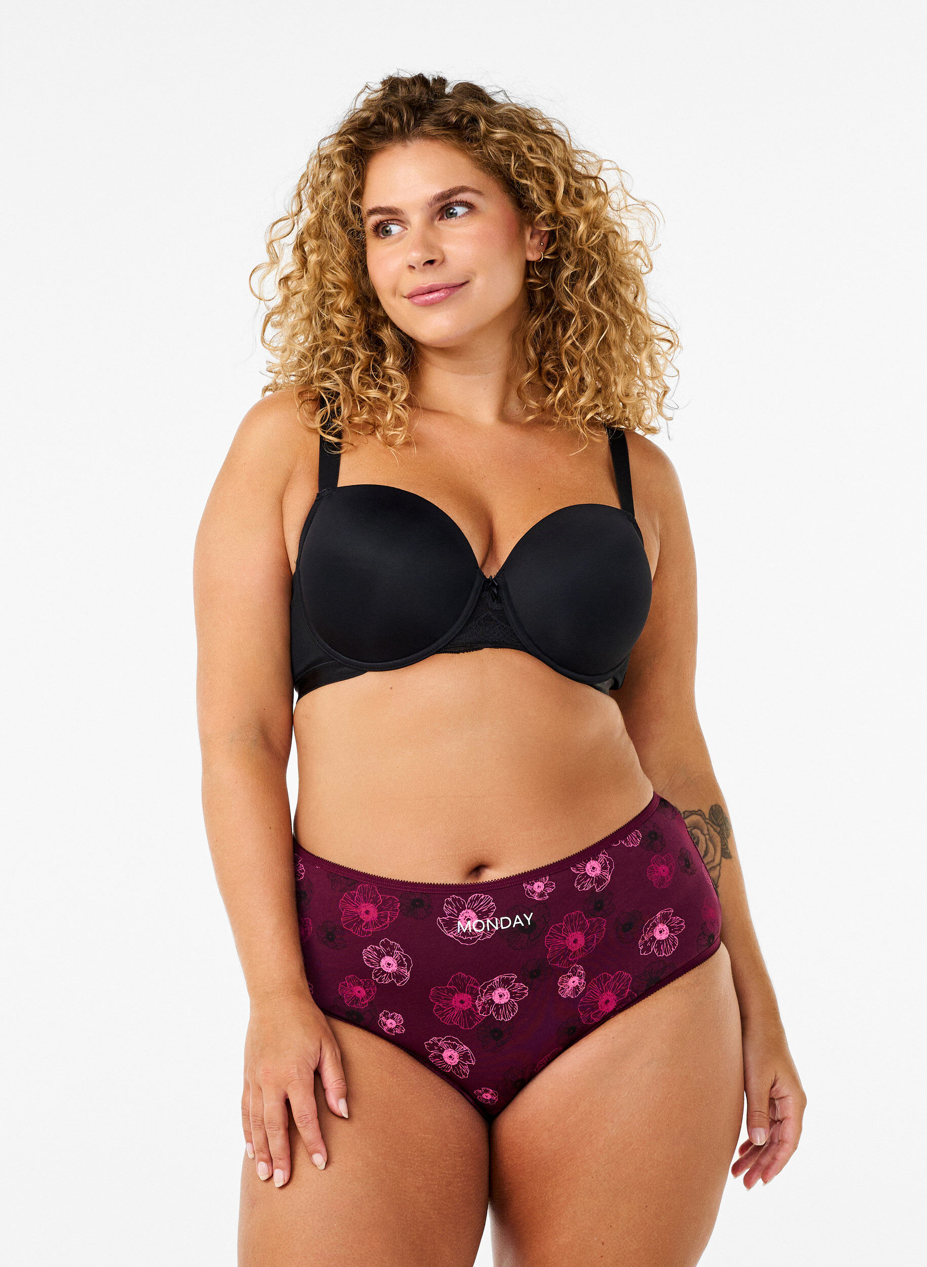 Zizzi 7-pack hipsterslip met normale taille, Donker Bordeaux, Model image number 0