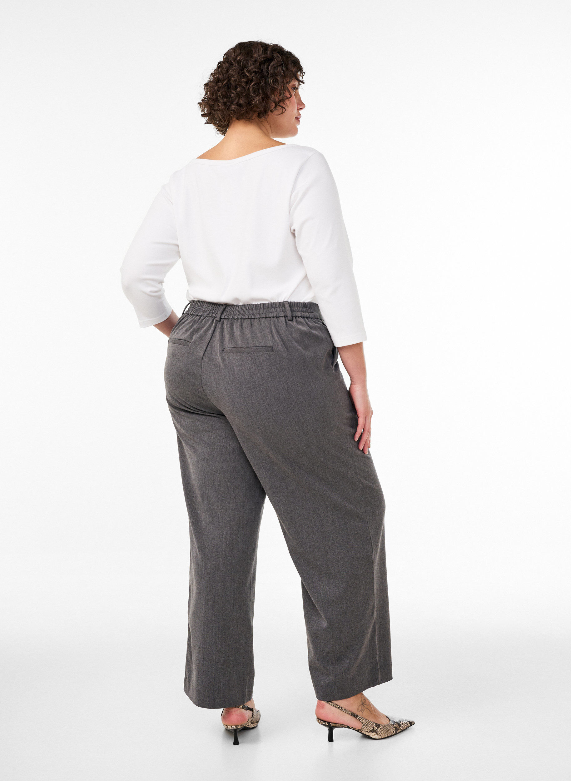 ZizziHoogtailleerde pantalon met rechte pasvorm, Grijs, Model image number 1