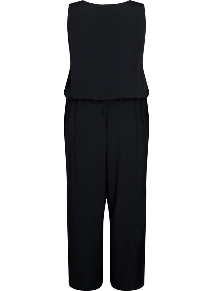 Mouwloze jumpsuit van viscose, Black, Packshot image number 1