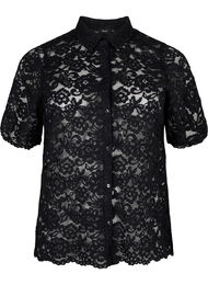 Kanten shirt met korte mouwen, Black