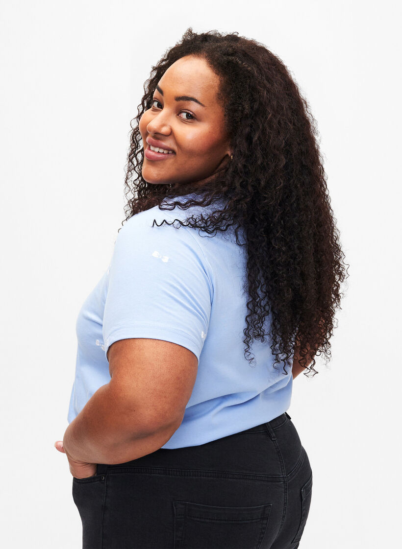 T-shirt van biologisch katoen met strikjes, Serenity W. Bow Emb., Model image number 1