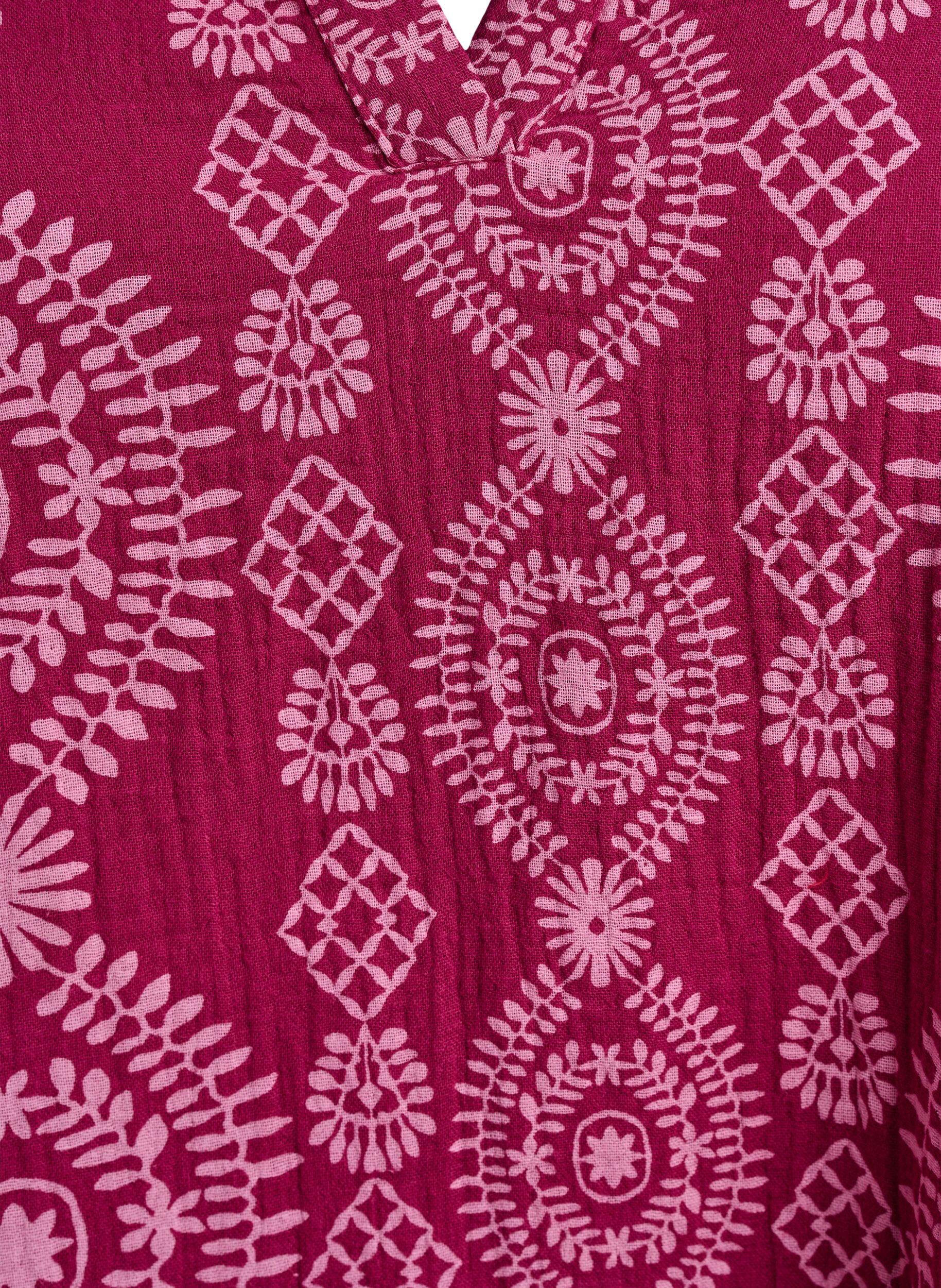 Zizzi Korte jurk in katoen mousseline met een patroon, 9992, Packshot image number 2