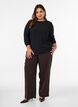 Blouse met structuur en golvende randen, Zwart, Model image number 1