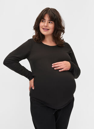 Basic zwangerschapstop met lange mouwen , Black, Model image number 0