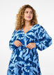 Jurk met lange mouwen met paisleyprint en strikceintuur, Blauw, Model image number 2