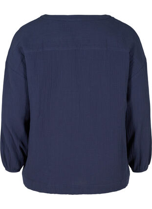 Katoenen blouse met verstelbare onderkant, Mood Indigo, Packshot image number 1
