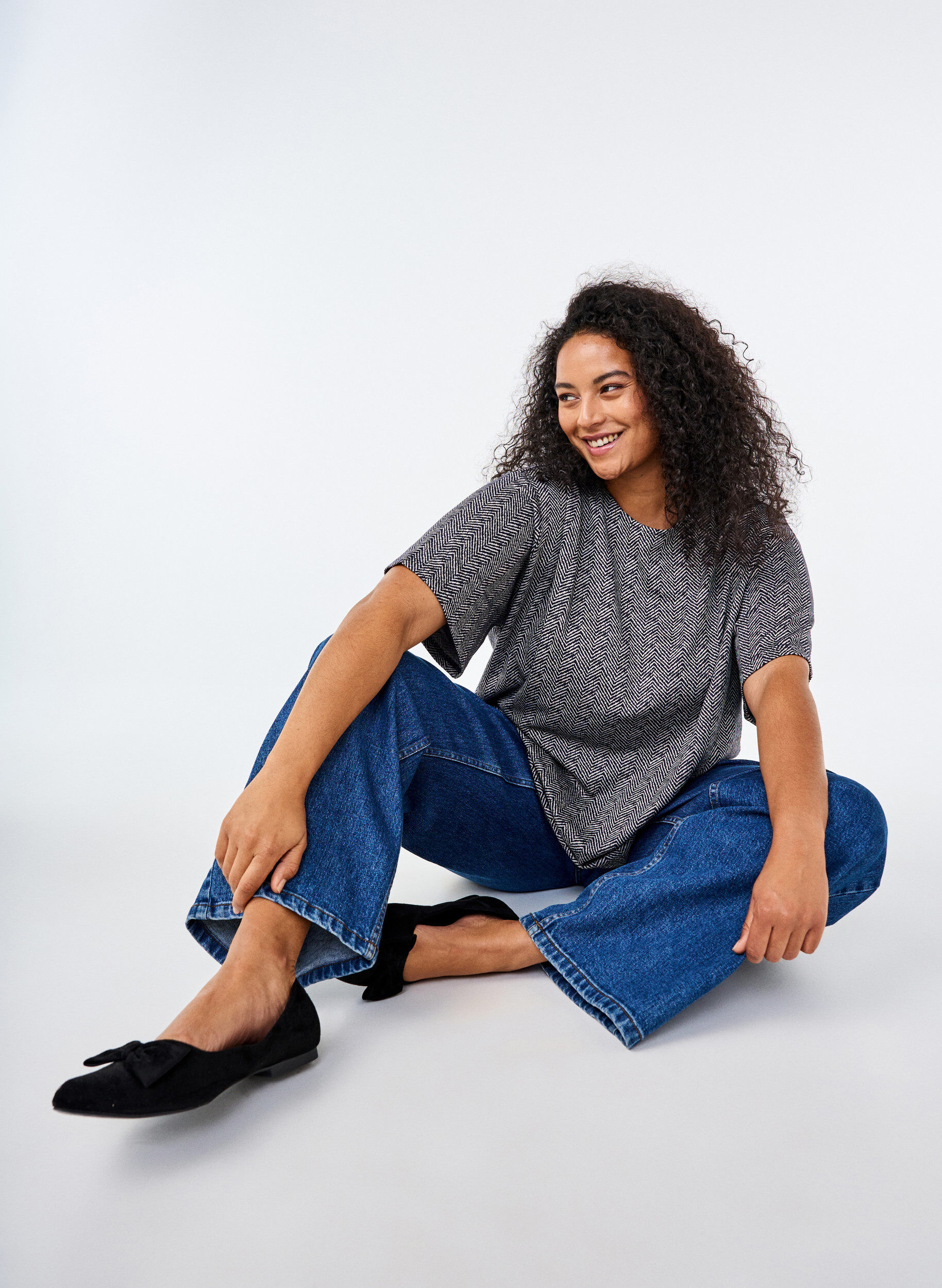 Zizzi Oversized blouse met patroon, Blauw, Image image number 0