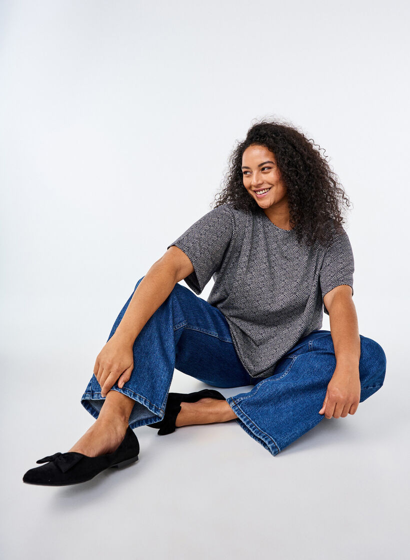 Oversized blouse met patroon, Blauw, Image image number 0