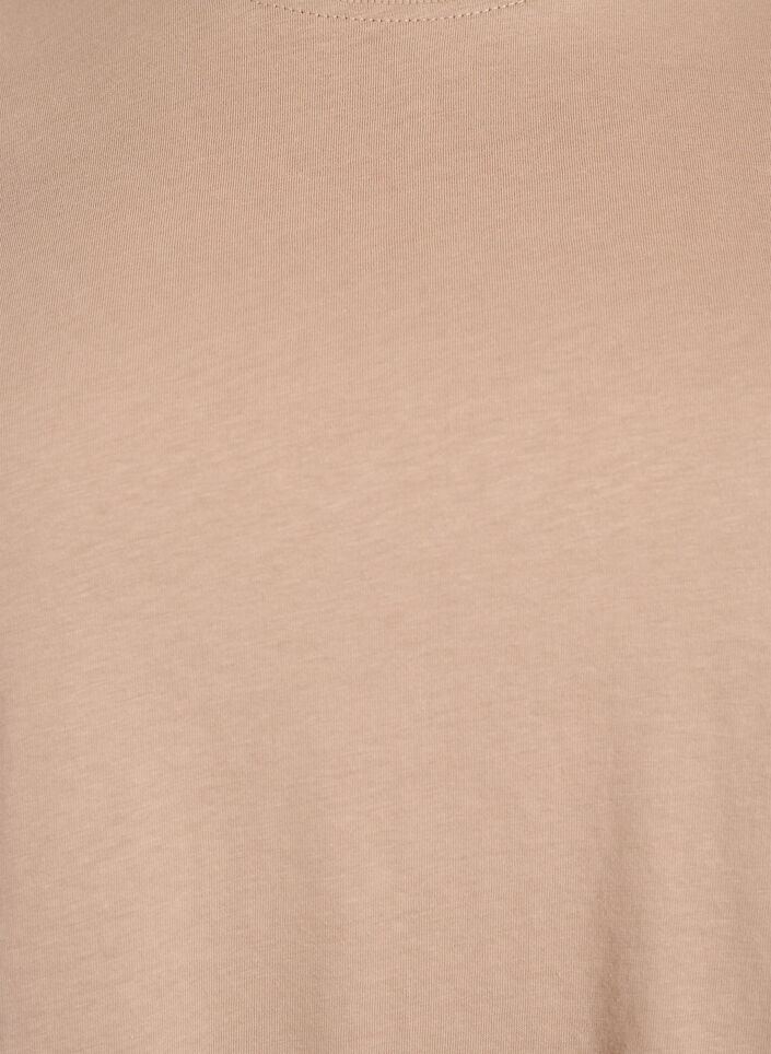 Basic katoenen T-shirt met ronde hals, Beige, Packshot image number 2