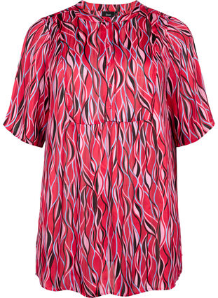 Tuniek met korte mouwen en print, Fuchsia Pink AOP, Packshot image number 0