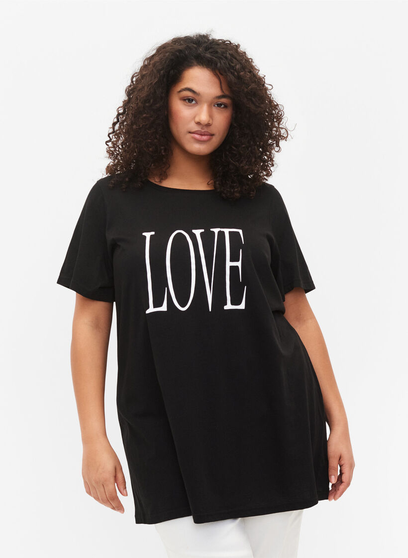 Oversized t-shirt met print, Black W. Love, Model image number 0