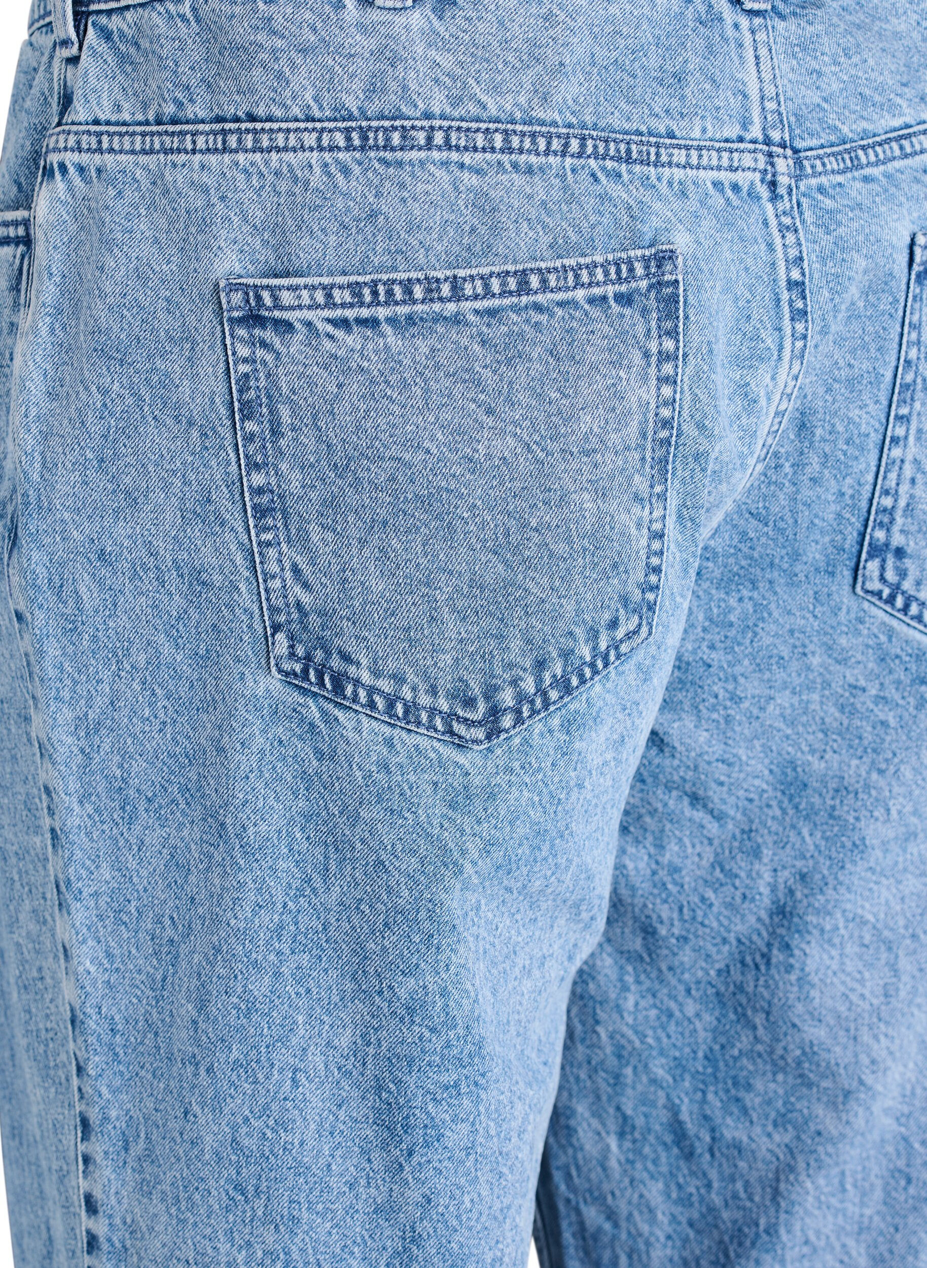 Zizzi Straight-fit jeans met een strikceintuur, Blauw, Packshot image number 3