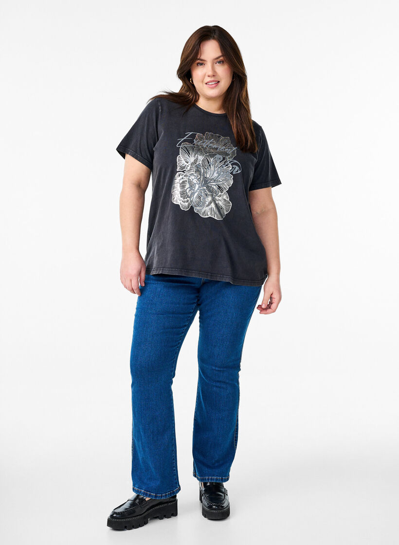 T-shirt in biologisch katoen met een coole print, Grijs, Model image number 1