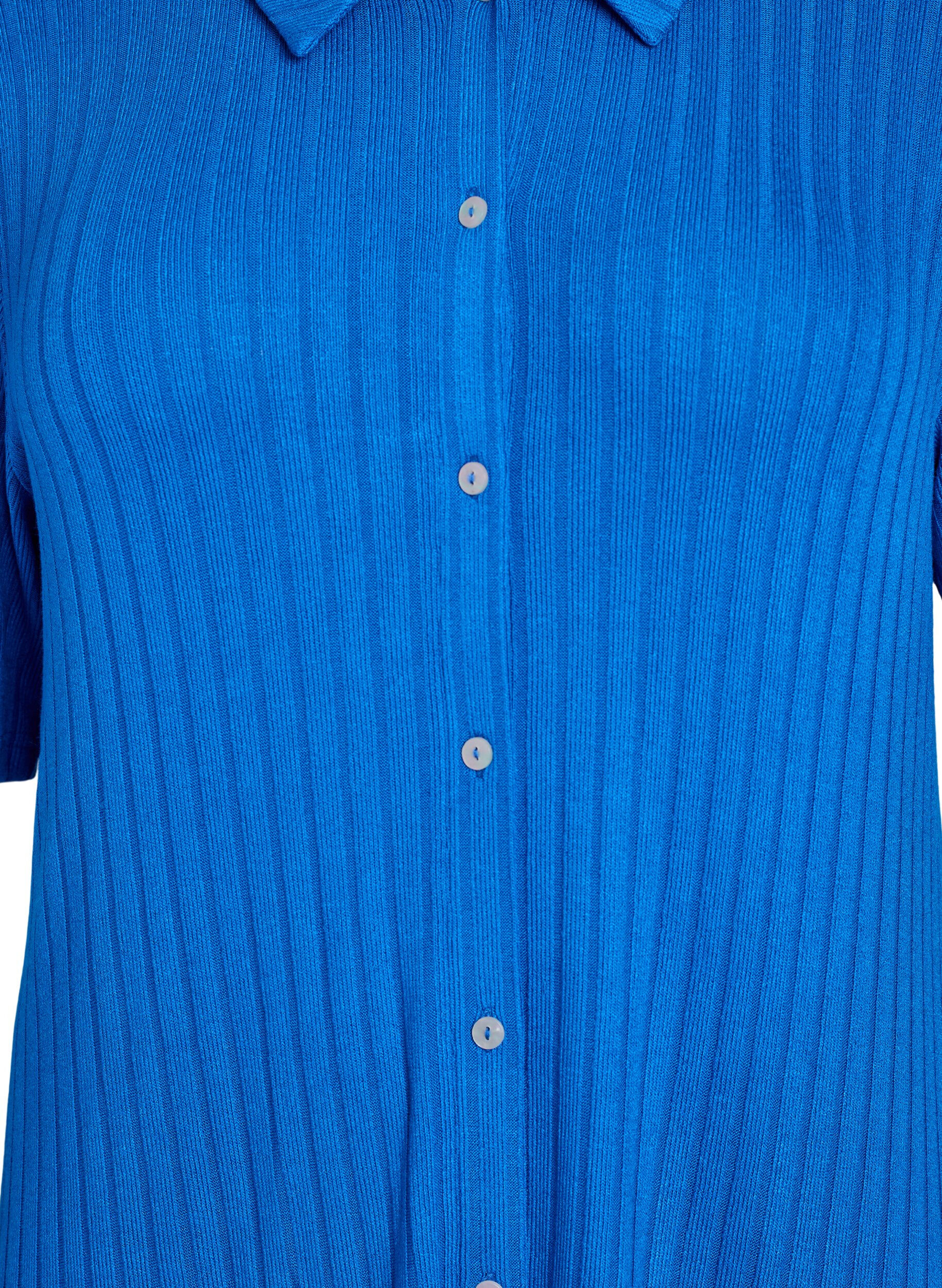 Zizzi Jersey overhemdjurk met kniehoogte en korte mouwen, Blauw, Packshot image number 2