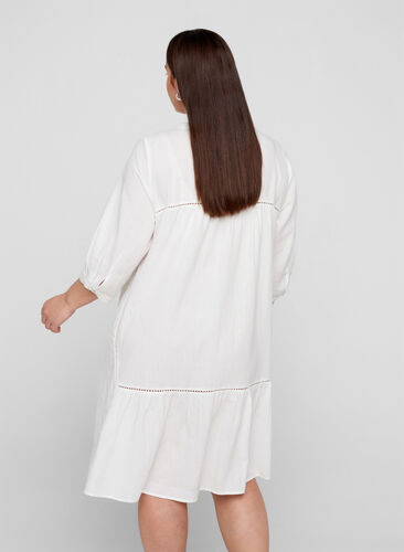 Katoenen jurk met a-lijn, Bright White, Model image number 1