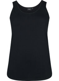 Effen basic top in katoen, Zwart