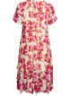 Bloemenprint chiffon jurk met ruches en een V-hals, 9990, Packshot image number 1