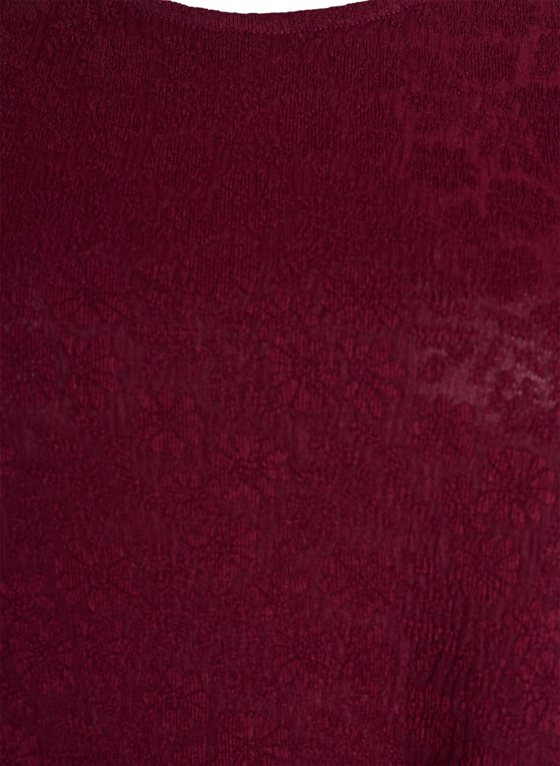 Zizzi Gestructureerde blouse met korte mouwen, Donker Bordeaux, Packshot image number 2