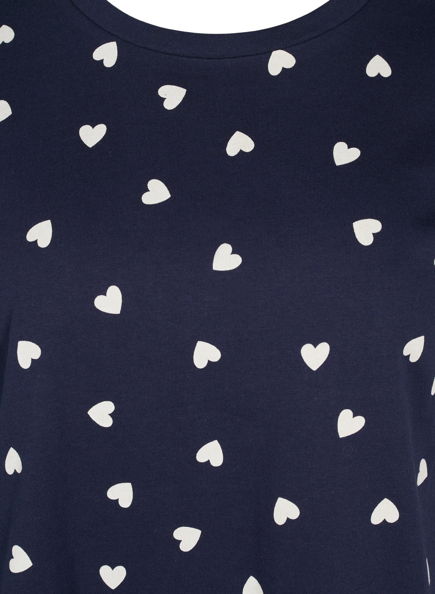 Zizzi Pyjama T-shirt in katoen met korte mouwen, Navy Blazer AOP, Packshot image number 2