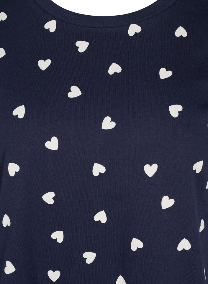 Pyjama T-shirt in katoen met korte mouwen, Navy Blazer AOP, Packshot image number 2