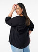 Katoenen blouse met een V-hals, Zwart, Model image number 2